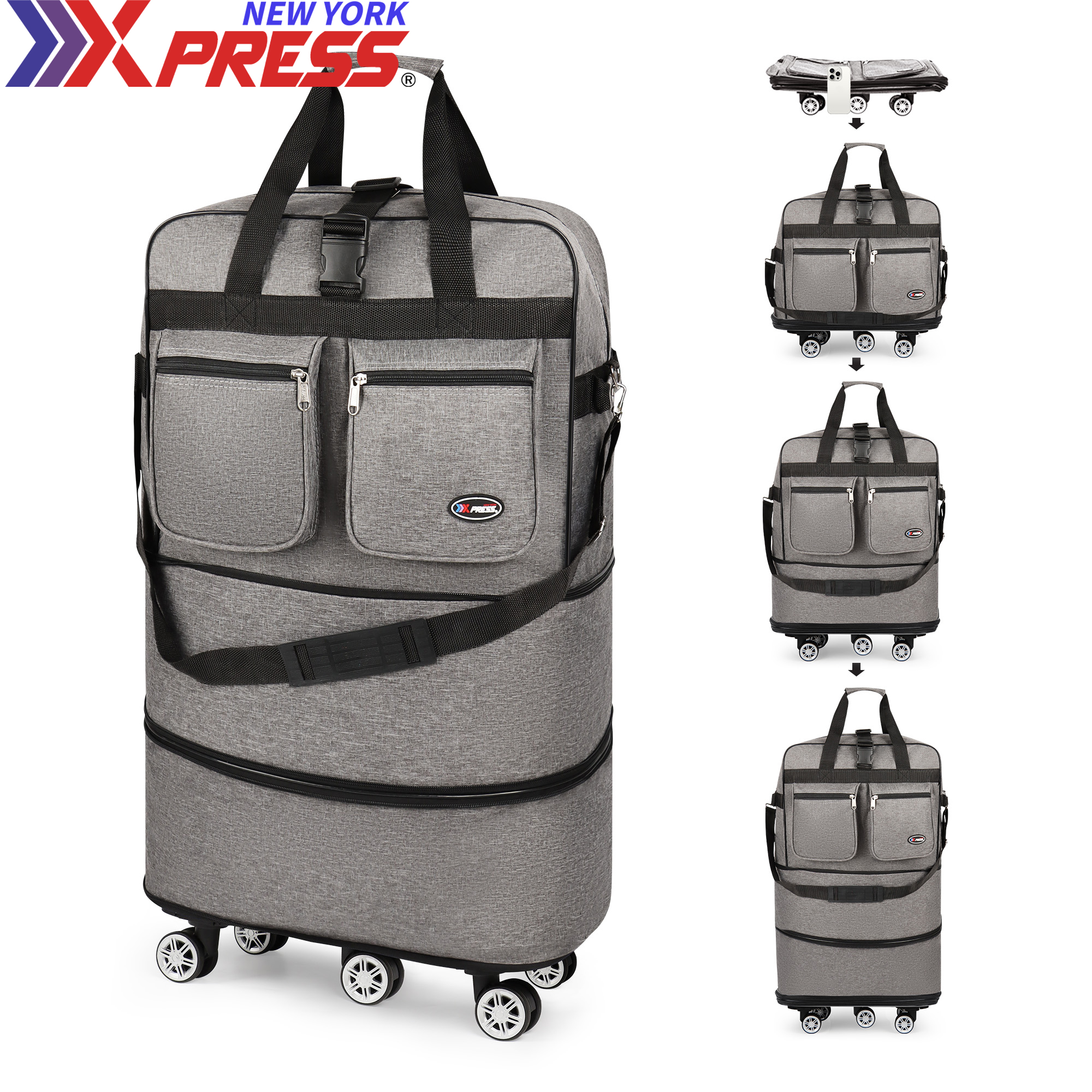 Travel Accessories New York - Folding Travel Bag Luggage Compartment Swivel