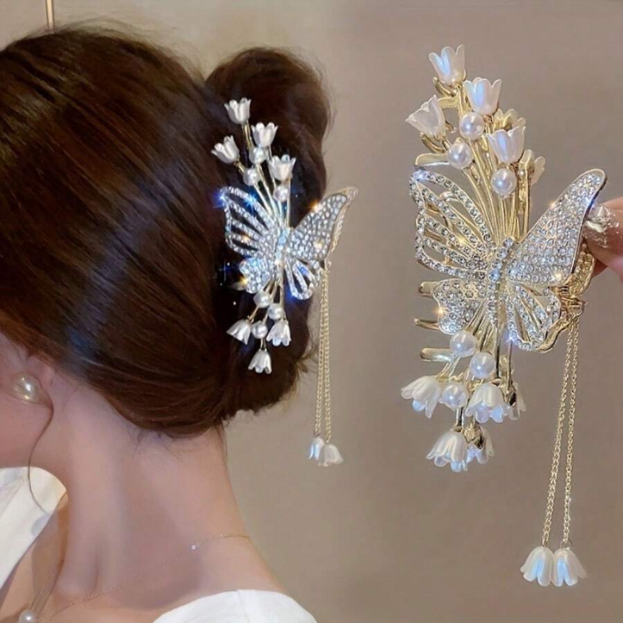 Travel Accessories Gifts For Women - 1pc Chic Flower & Butterfly Rhinestone