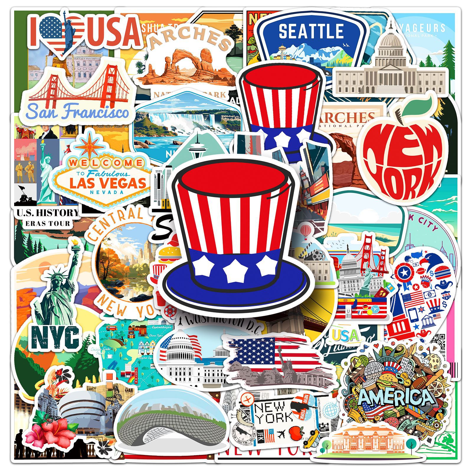 Travel Accessories New York - 50Pcs US National Park City Landmark