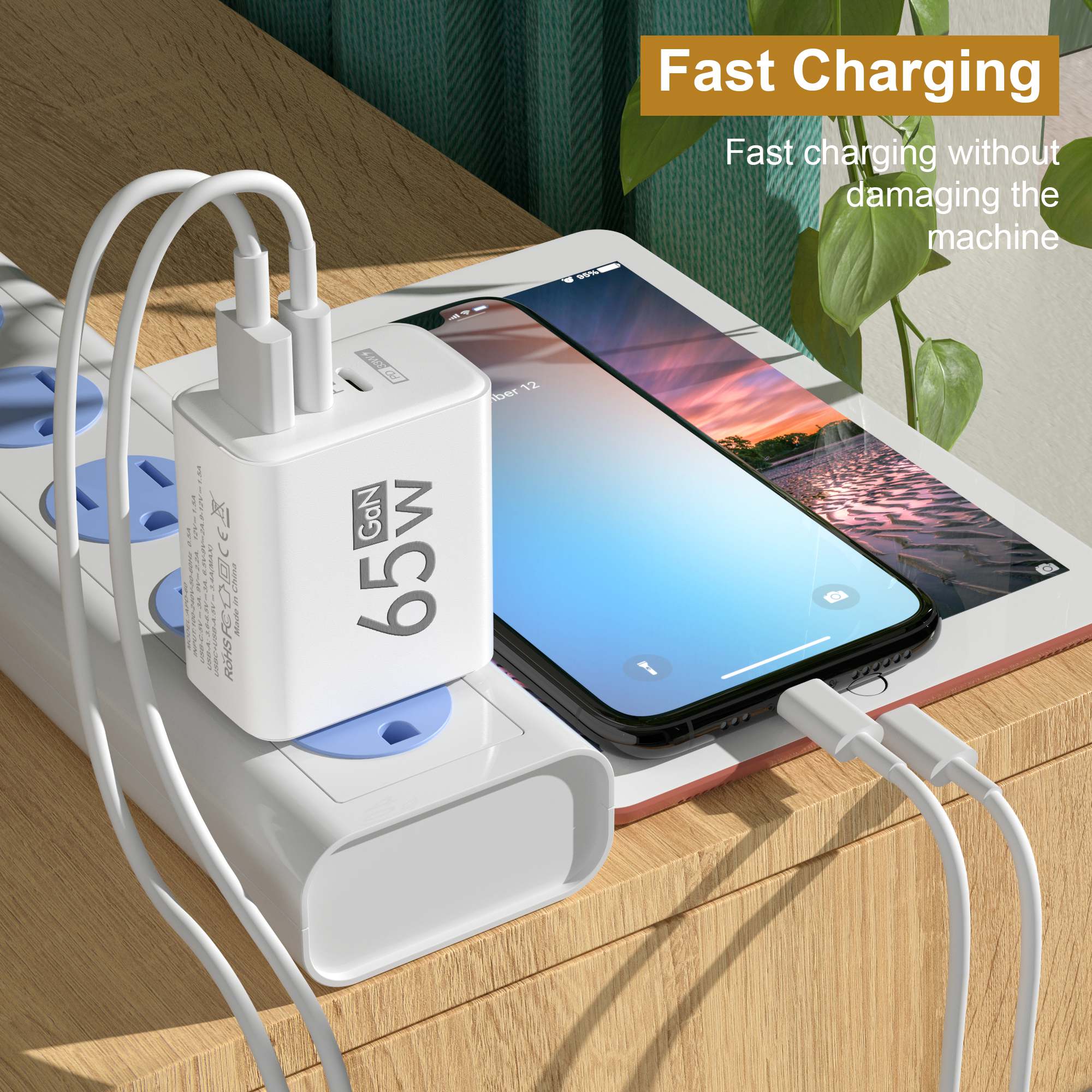 65W GaN USB C Wall Charger 3-P - огляд і ціна Travel Accessories Inc