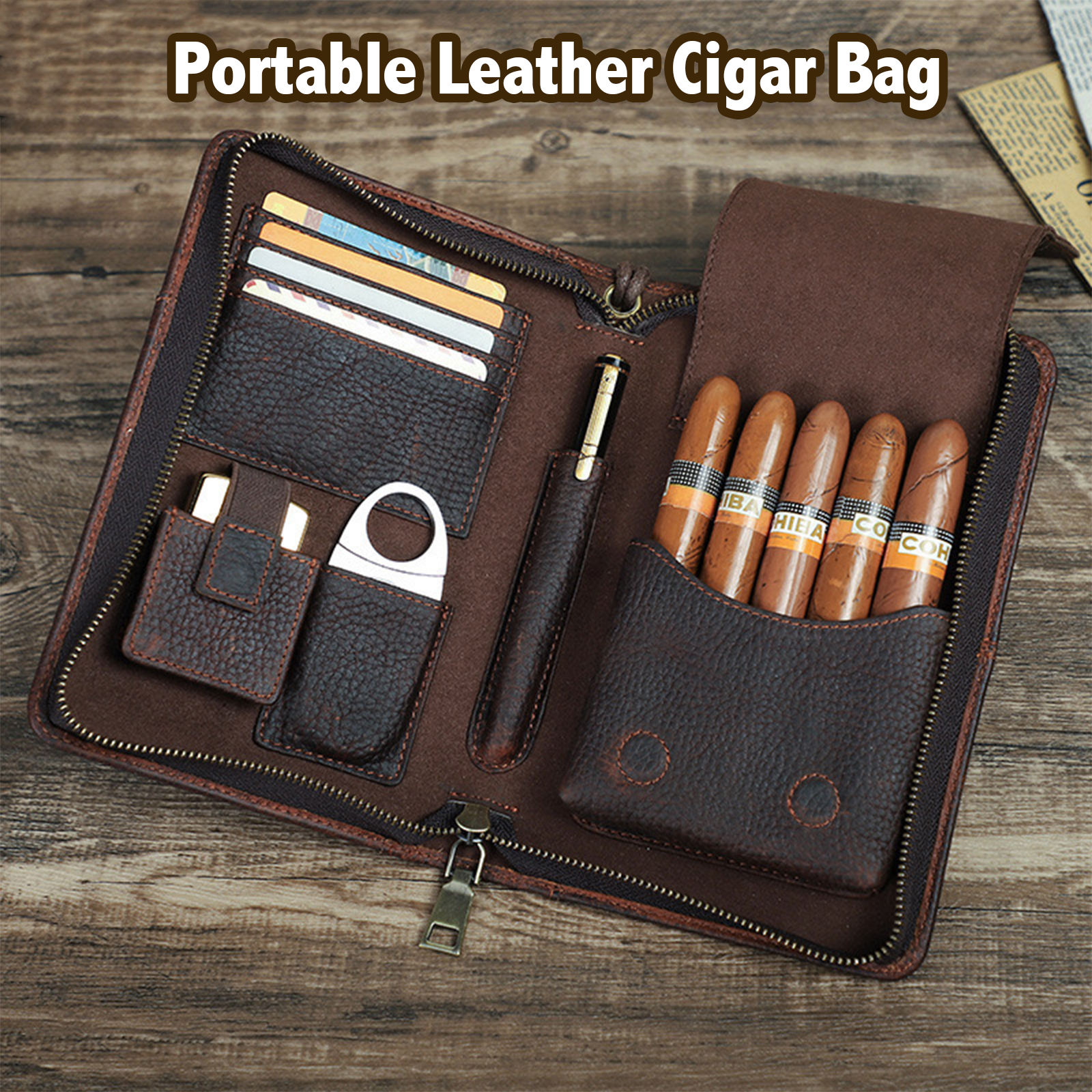 1pc,Leather cigar storage bag, - огляд і ціна Travel Accessories In Store