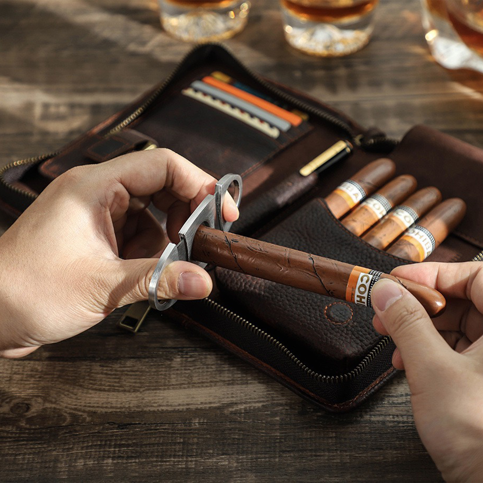 1pc,Leather cigar storage bag, - огляд і ціна Travel Accessories In Store