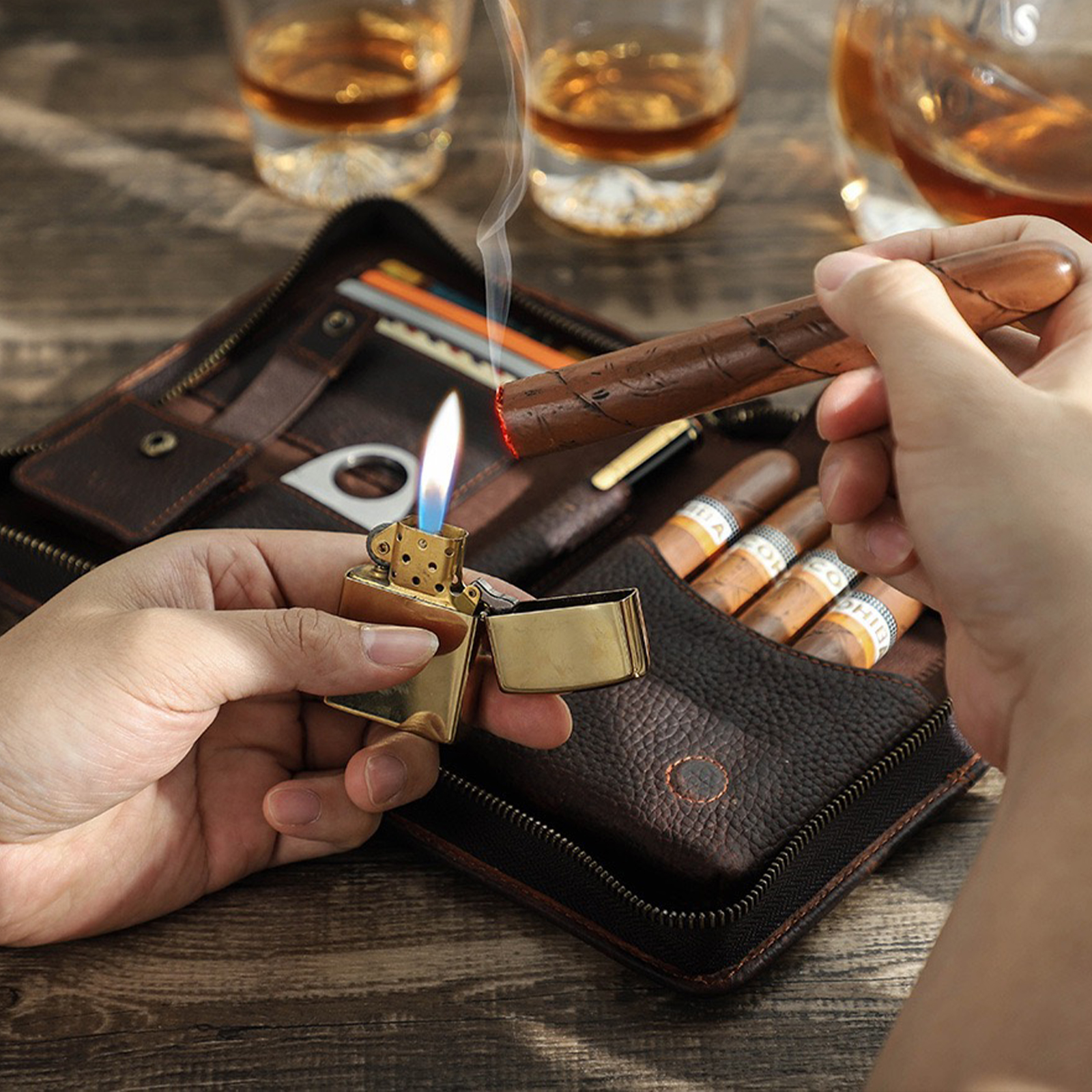1pc,Leather cigar storage bag, - огляд і ціна Travel Accessories In Store