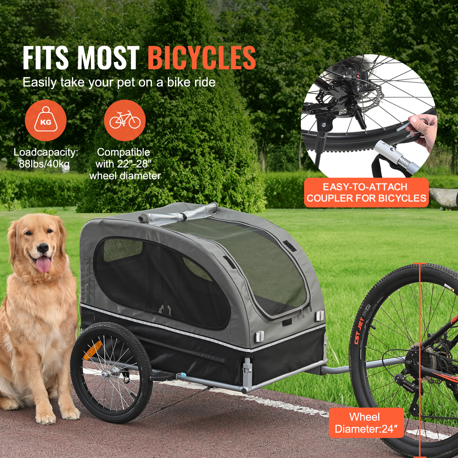 SucceBuy 88lbs Dog Bike Traile - огляд і ціна Travel Accessories In Store