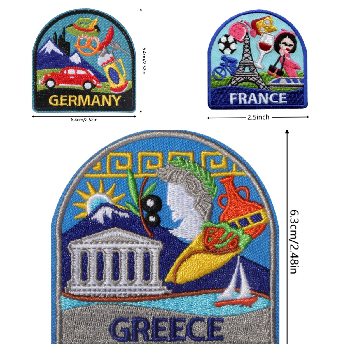 3Pcs European Country Art Embr - огляд і ціна Travel Accessories Greece