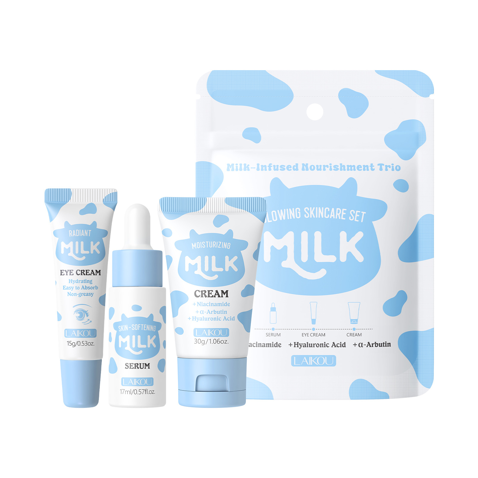 LAIKOU Milk 3Pcs Travel Skinca - огляд і ціна Travel Accessories Set