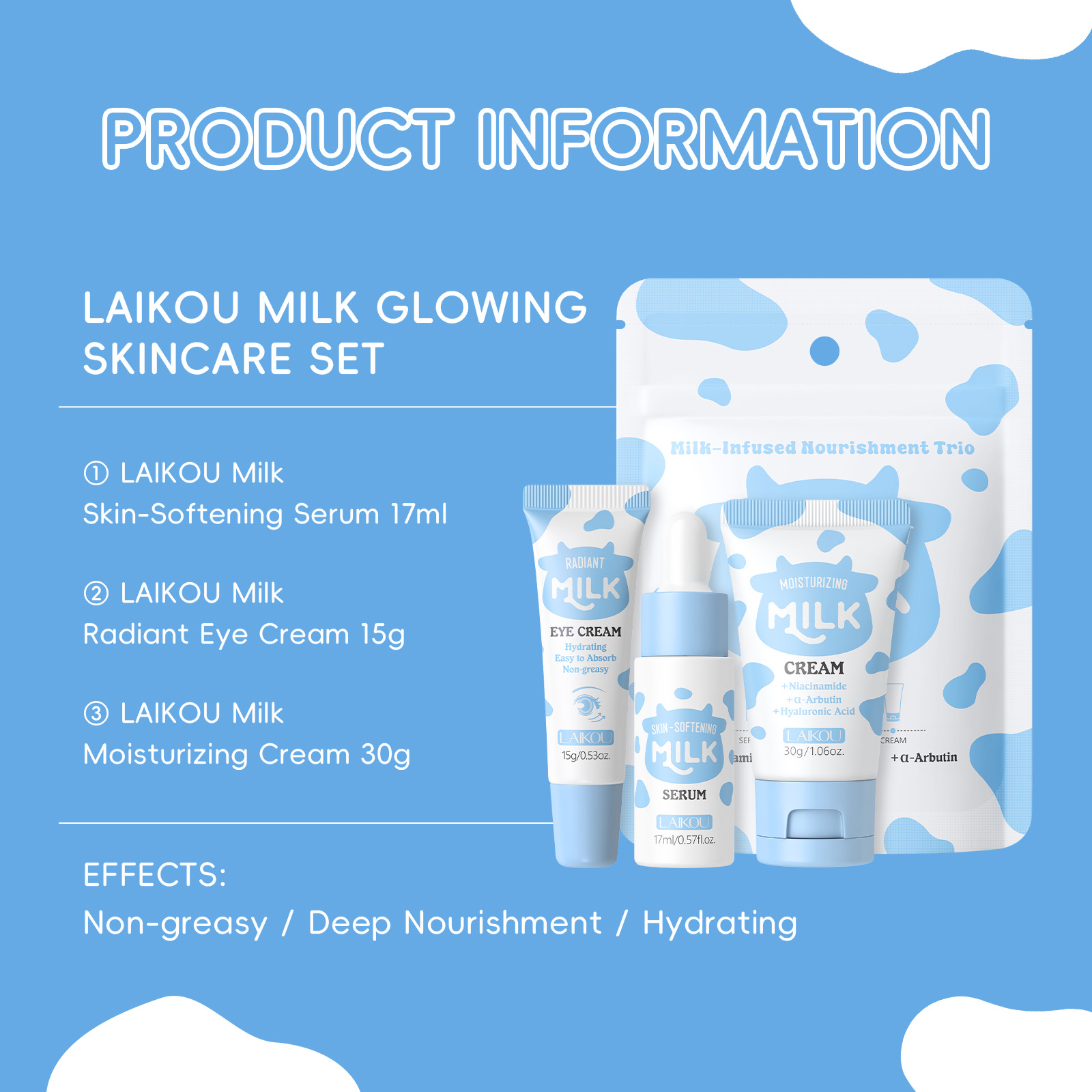 LAIKOU Milk 3Pcs Travel Skinca - огляд і ціна Travel Accessories Set