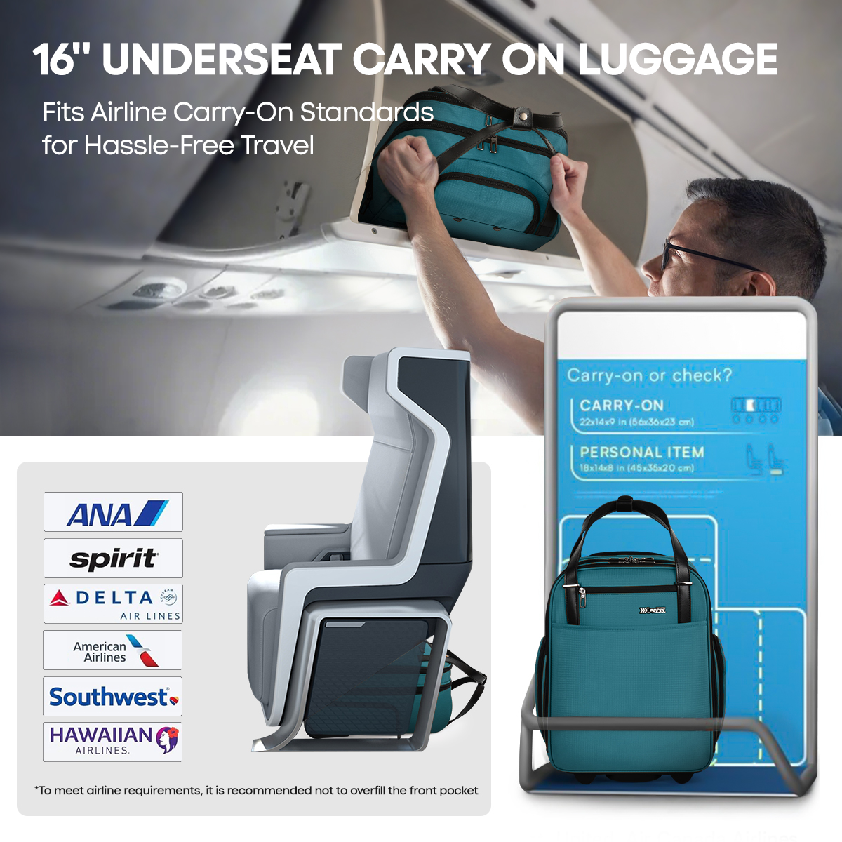 Underseat Carry-on Luggage wit - огляд і ціна Travel Accessories New York