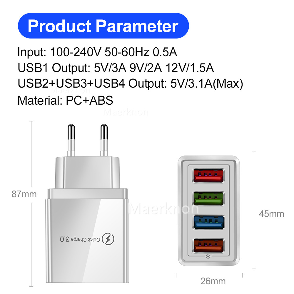 4 USB Fast Charging Head EU/US - огляд і ціна Travel Accessories Inc