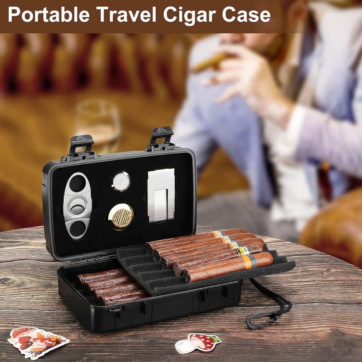 Portable Cigar Humidor Holds 1 - огляд і ціна Travel Accessories Set