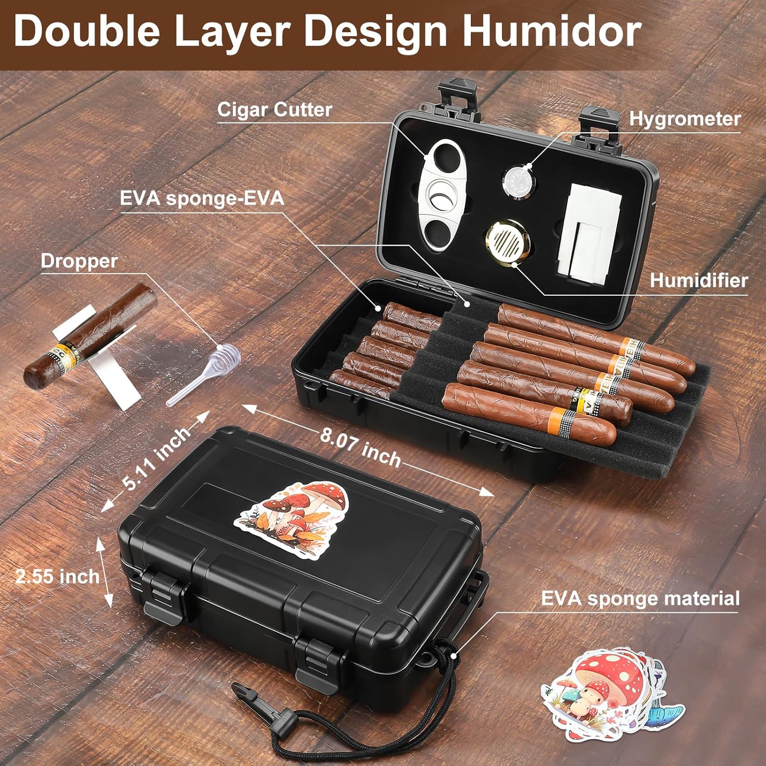 Portable Cigar Humidor Holds 1 - огляд і ціна Travel Accessories Set
