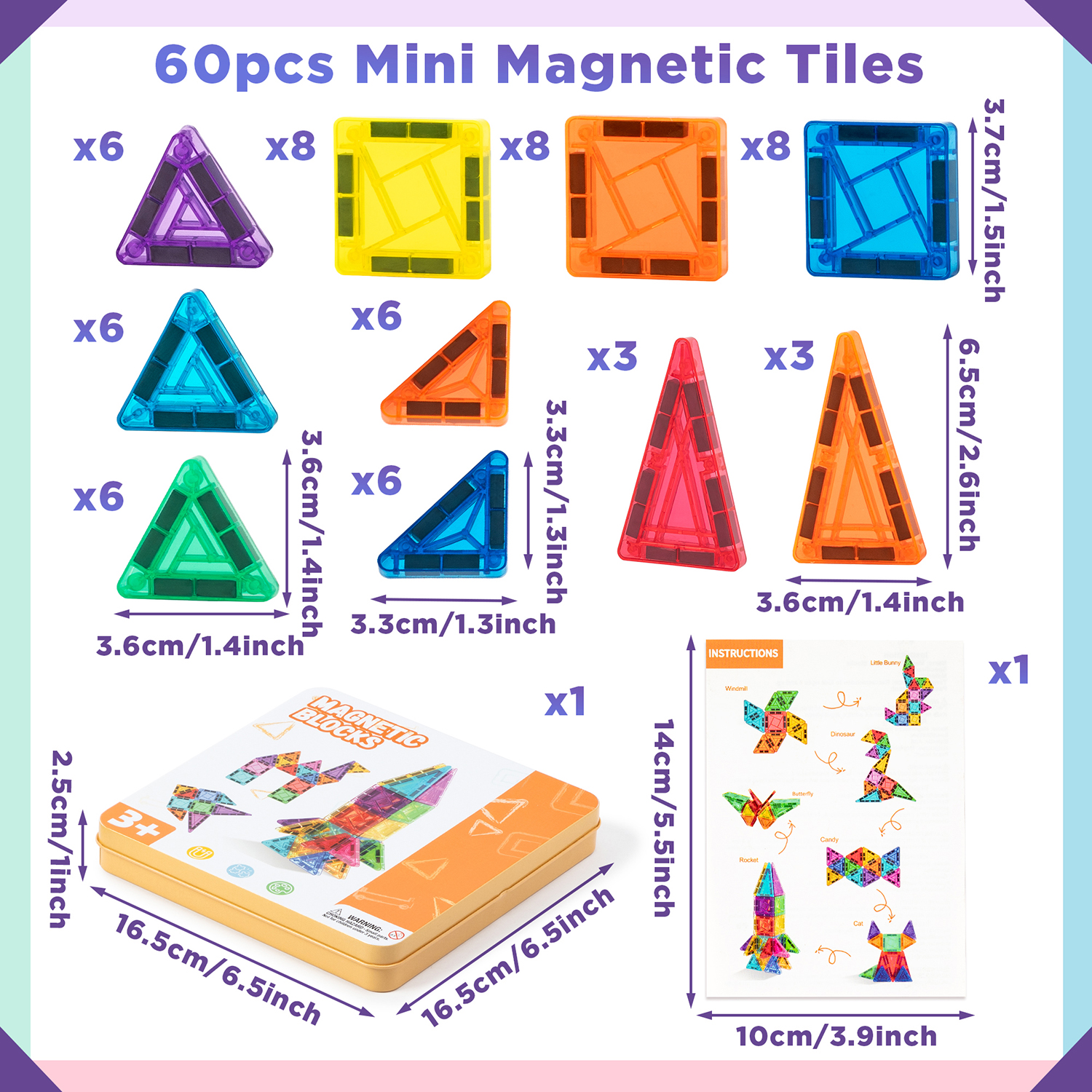 42P/60P Mini Magnetic Tiles Bu - огляд і ціна Travel Accessories Set